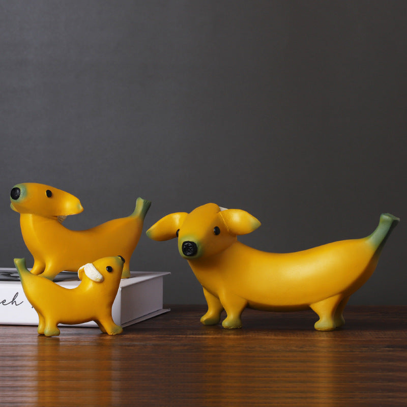 Creative Banana Puppy Resin Ornament Home Sculpture Ornament Resin Crafts