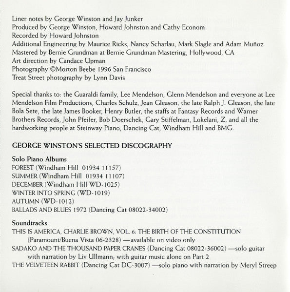 George Winston : Linus & Lucy (The Music Of Vince Guaraldi) (CD, Album)