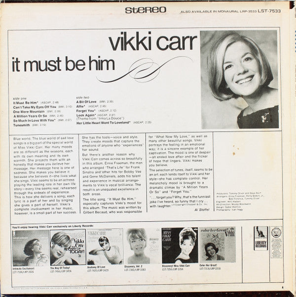 Vikki Carr : It Must Be Him (LP, Album, Ter)