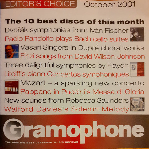 Various : Gramophone Editor's Choice - October 2001 (CD, Promo, Smplr)