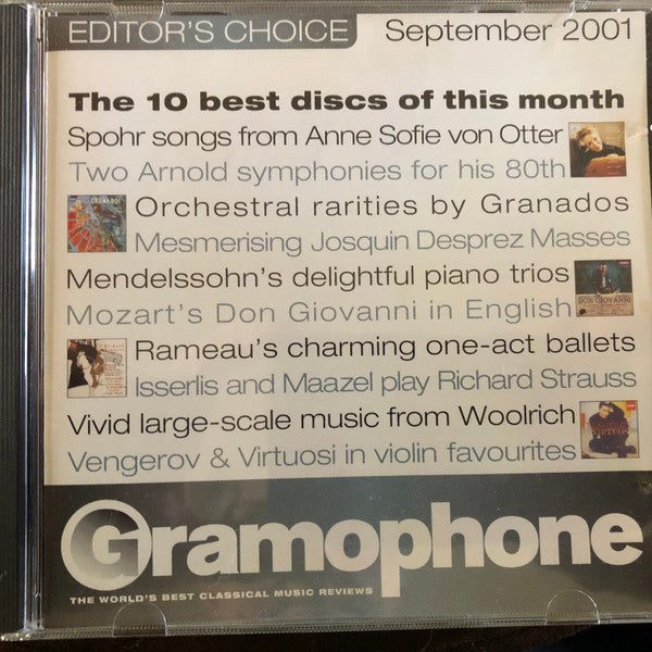 Various : Gramophone Editor's Choice - September 2001 (CD, Promo, Smplr)