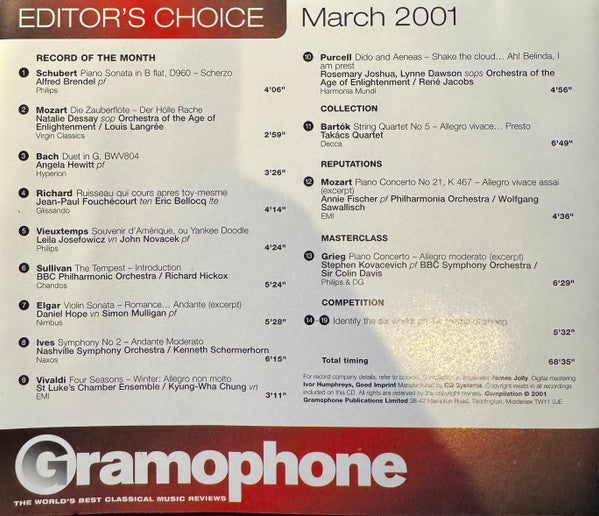 Various : Gramophone Editor's Choice - March 2001 (CD, Promo, Smplr)