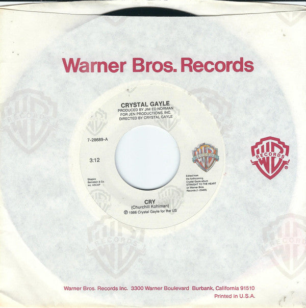 Crystal Gayle : Cry (7", Single, Spe)
