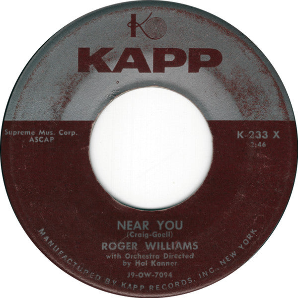Roger Williams (2) : Near You / The Merry Widow Waltz (7", Mon)