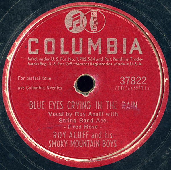 Roy Acuff And His Smoky Mountain Boys : Blue Eyes Crying In The Rain / The Devil's Train (Shellac, 10")