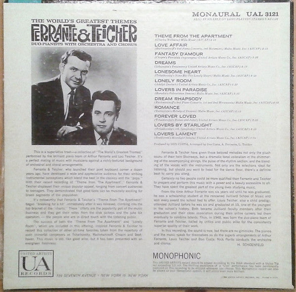 Ferrante & Teicher : The World's Greatest Themes (LP, Album, Mono)