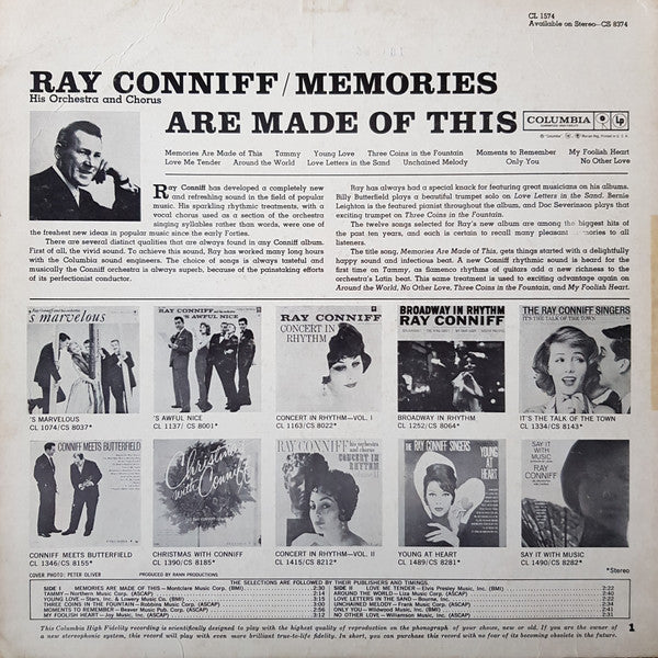 Ray Conniff And His Orchestra And Chorus* : Memories Are Made Of This (LP, Album, Mono)