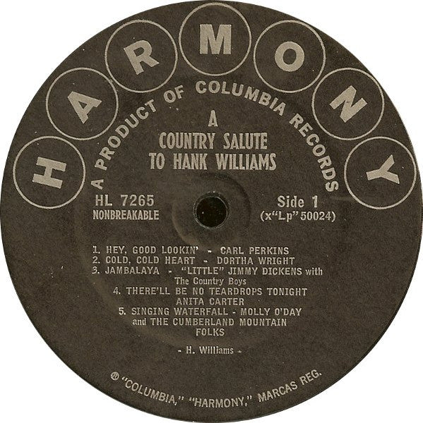 Various : A Country Salute To Hank Williams (LP, Comp)