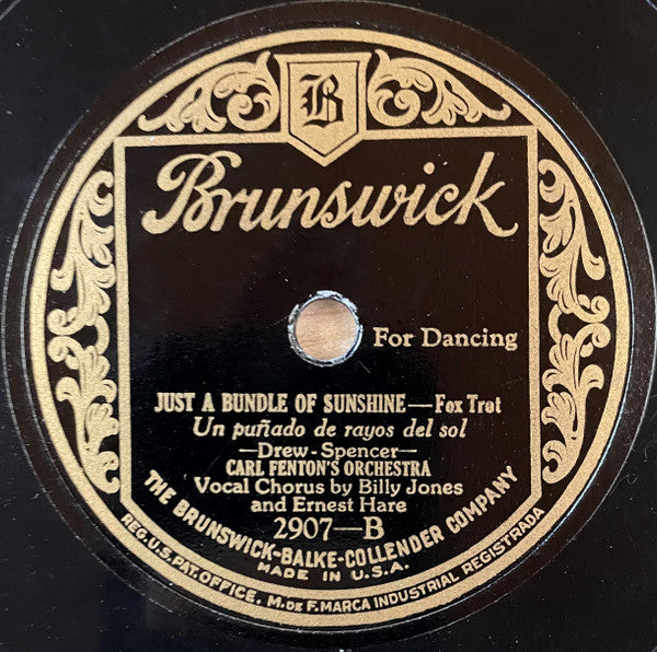 Regent Club Orchestra / Carl Fenton's Orchestra : At The End Of The Road / Just A Bundle Of Sunshine (Shellac, 10")