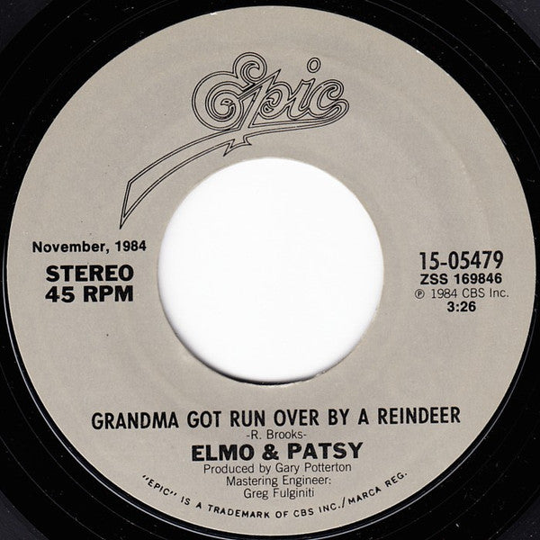 Elmo And Patsy : Grandma Got Run Over By A Reindeer/ Percy, The Puny Poinsettia (7", RE, Styrene, Pit)
