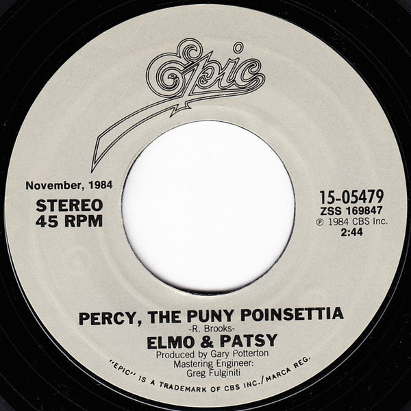Elmo And Patsy : Grandma Got Run Over By A Reindeer/ Percy, The Puny Poinsettia (7", RE, Styrene, Pit)