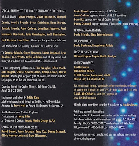 Jim Brickman : My Romance - An Evening With Jim Brickman (CD, Album, Ltd, Tar)