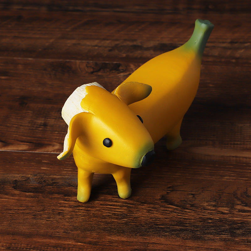 Creative Banana Puppy Resin Ornament Home Sculpture Ornament Resin Crafts