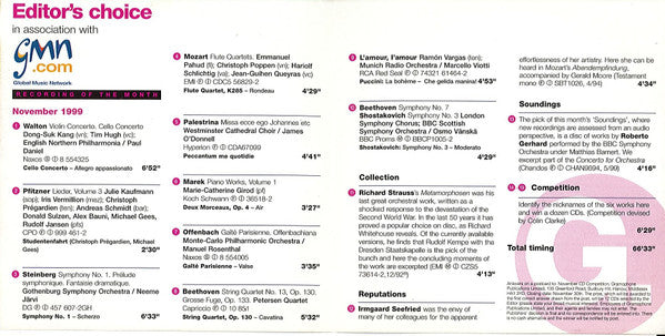 Various : Gramophone November 1999 (CD, Comp)