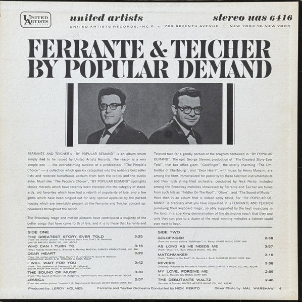 Ferrante & Teicher : By Popular Demand (LP, Album, Ter)