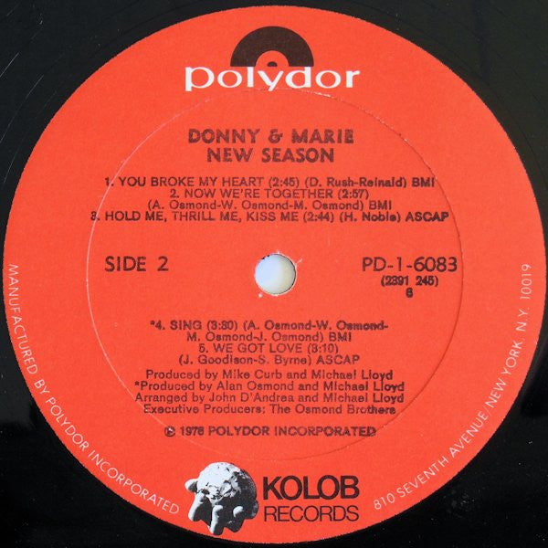 Donny & Marie* : New Season (LP, Album, 6 -)