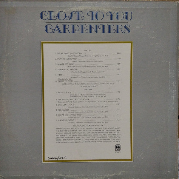 Carpenters : Close To You (LP, Album, Pit)