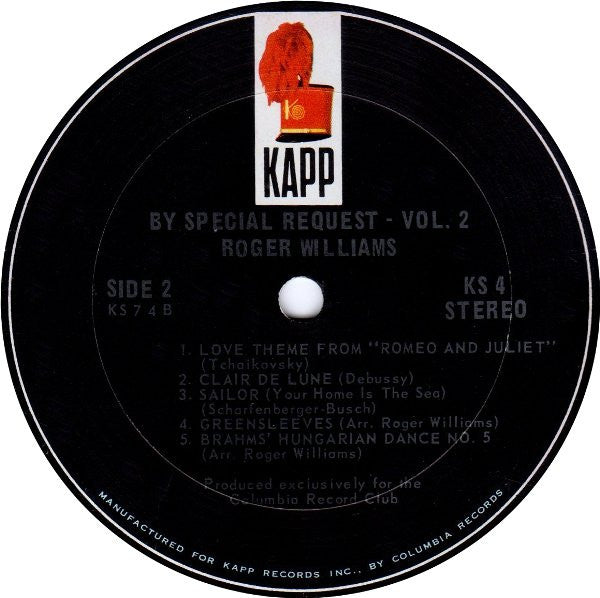 Roger Williams (2) : By Special Request-Vol.2 (LP, Club)