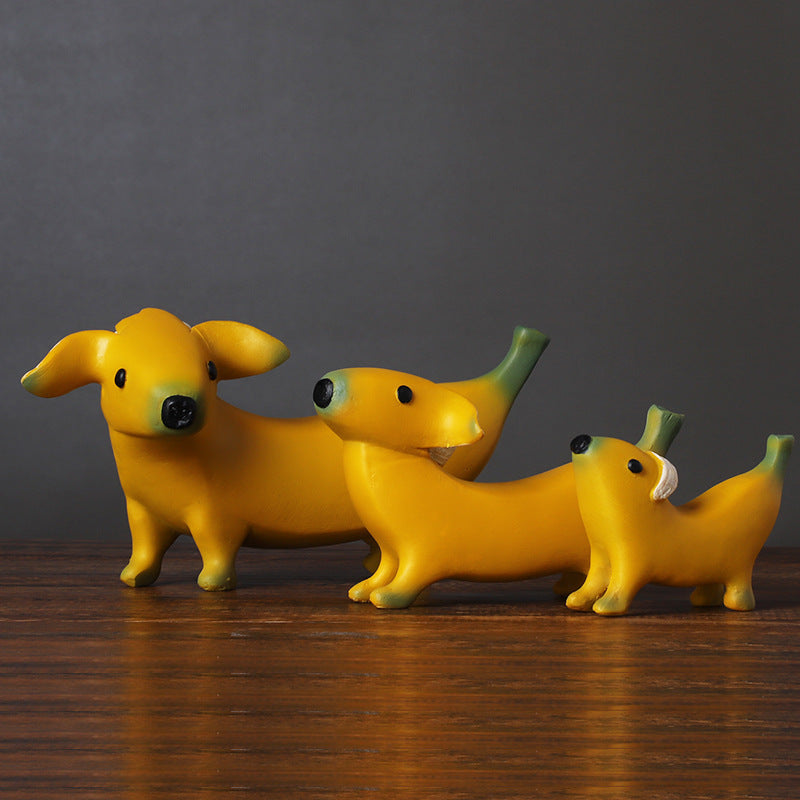Creative Banana Puppy Resin Ornament Home Sculpture Ornament Resin Crafts