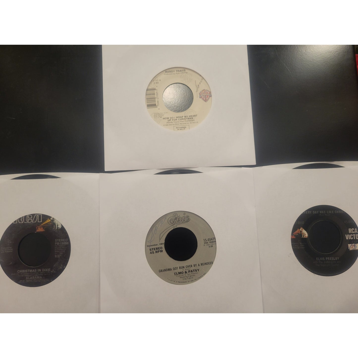 Bundle of 45s - Country Christmas Singles - Elvis, Randy Travic, & More