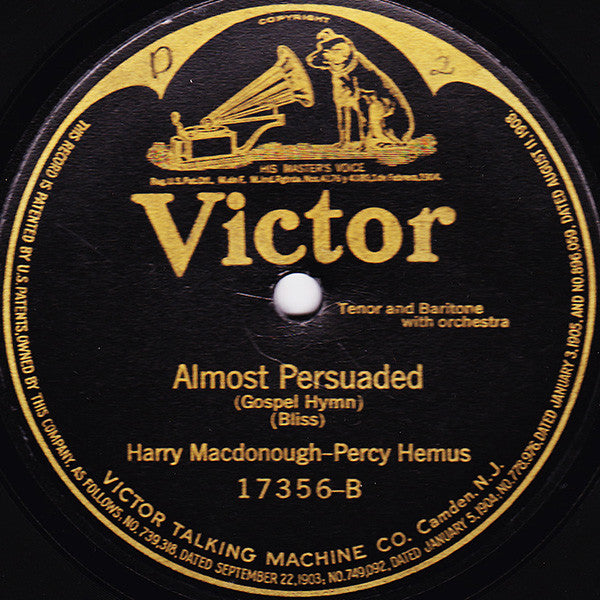 Harry Macdonough - Percy Hemus : Shall We Meet Beyond The River / Almost Persuaded (Shellac, 10", RP)