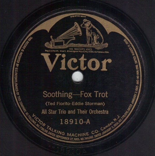 All Star Trio And Their Orchestra / Club Royal Orchestra : Soothing / Night (Shellac, 10")