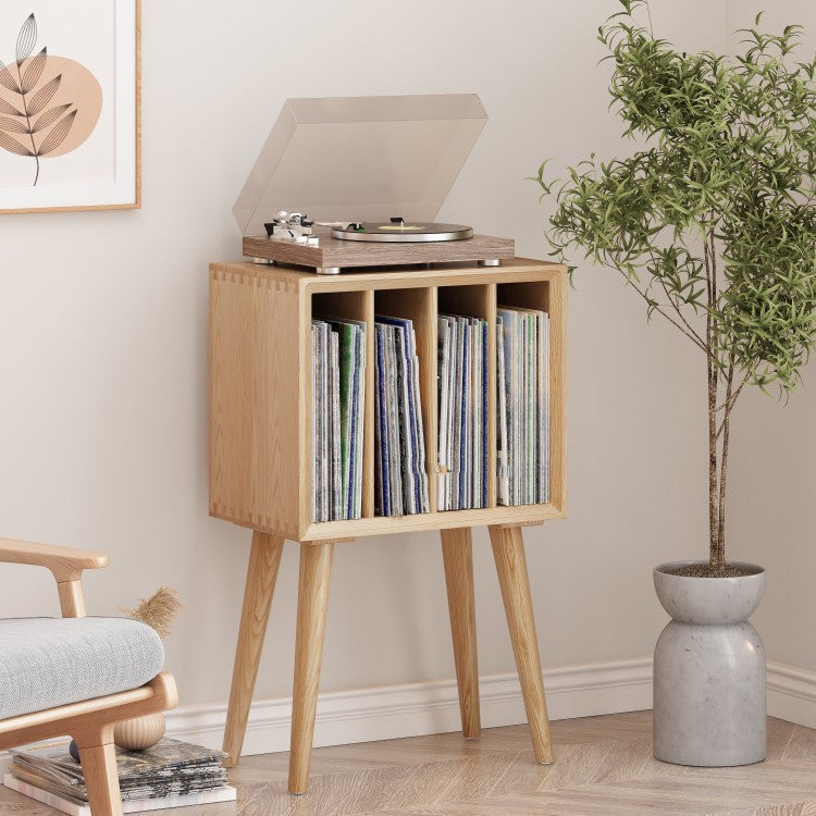 Walnut Vinyl Record Player Vintage Storage Rack