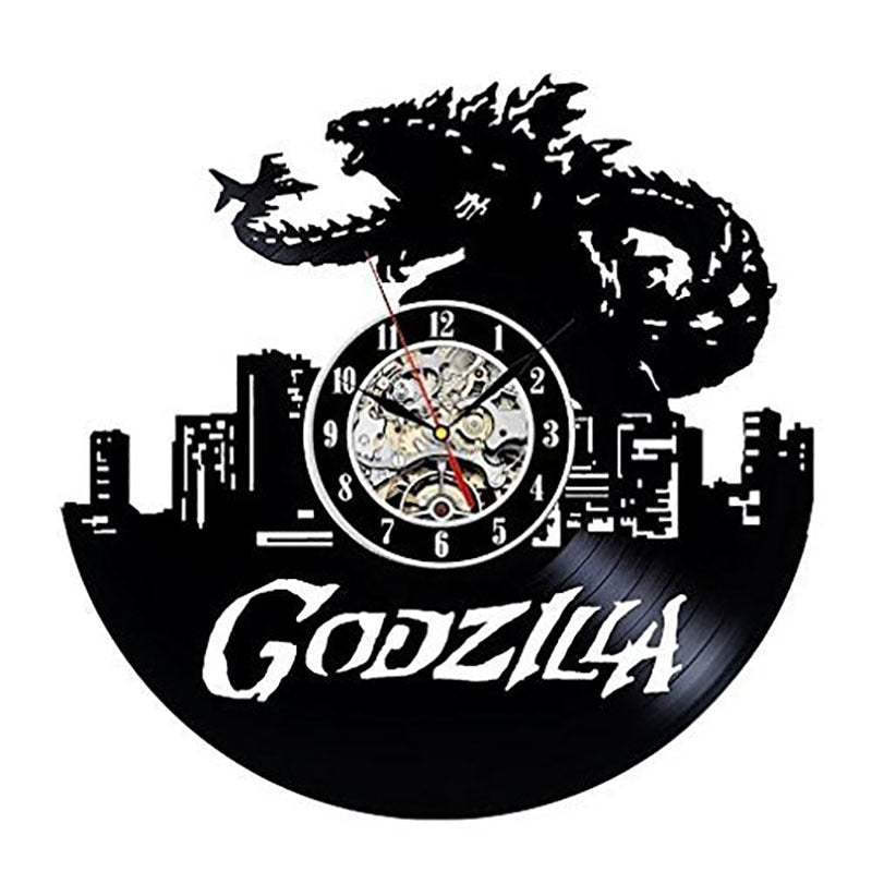 Wandklok Large Wall Clock Free Shipping Godzilla Pattern Vinyl Material Modern Family Retro Style Decorative Tape Wall Clock