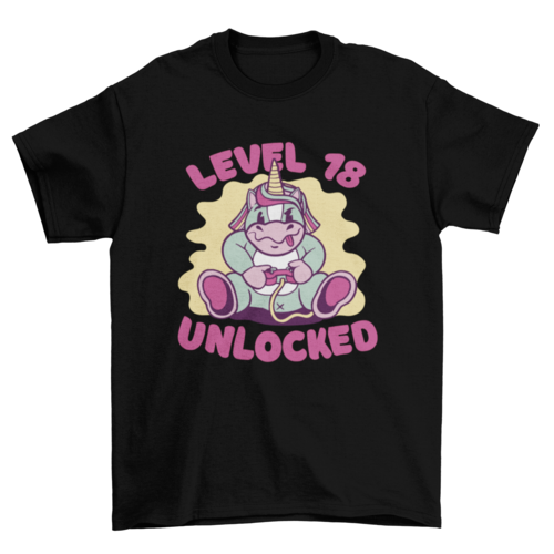 Unicorn playing video games t-shirt design