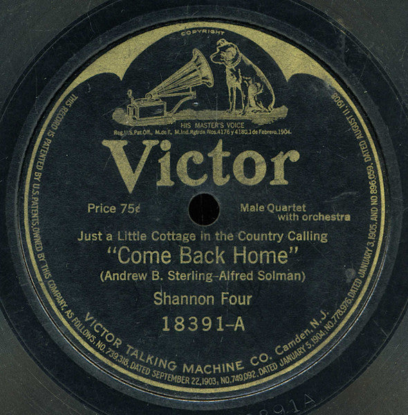 Shannon Four / Geoffrey O'Hara : Just A Little Cottage In The Country Calling "Come Back Home" / The South Will Do Her Part  (Shellac, 10")