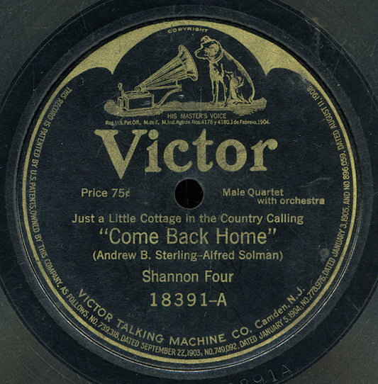 Shannon Four / Geoffrey O'Hara : Just A Little Cottage In The Country Calling "Come Back Home" / The South Will Do Her Part  (Shellac, 10")