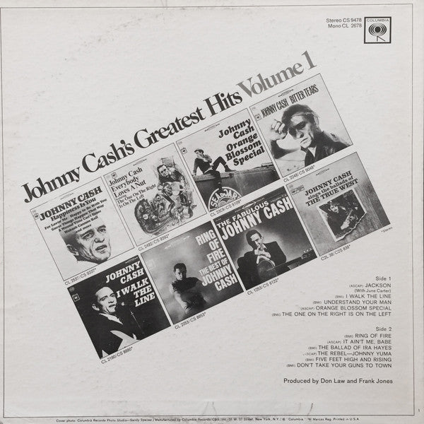 Johnny Cash : Johnny Cash's Greatest Hits (Volume 1) (LP, Comp, Pit)