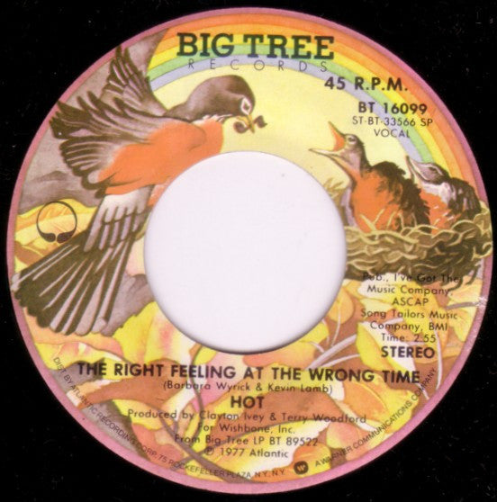 Hot : The Right Feeling At The Wrong Time (7", Single, SP )