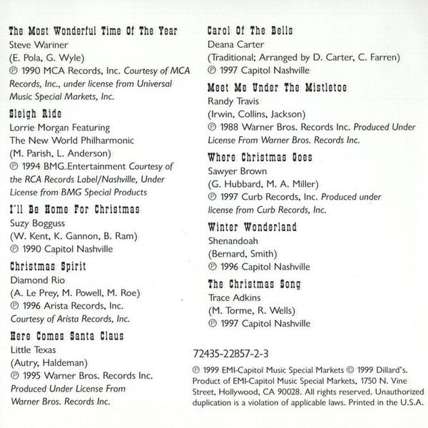 Various : Dillard's Country Christmas Collection 1999  (CD, Comp)