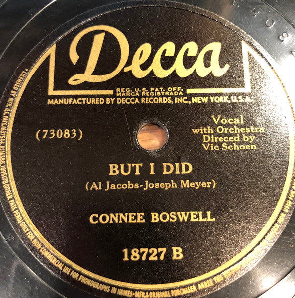 Connee Boswell* : Something Sentimental / But I Did (Shellac, 10")