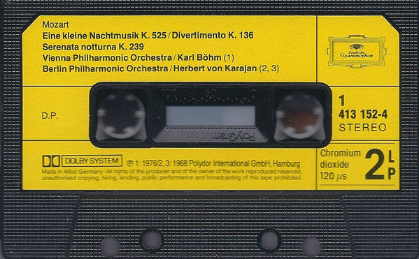 Mozart* : Eine Kleine Nachtmusik / Serenata Notturna / Divertimenti / Sinfonia Concertante (Cass, Comp, Dol)