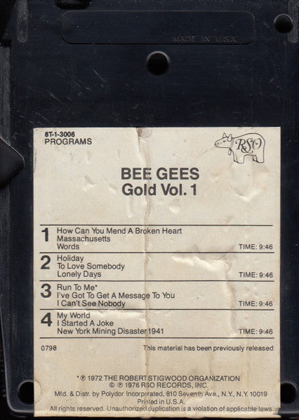 Bee Gees : Gold Vol. 1 (8-Trk, Comp)