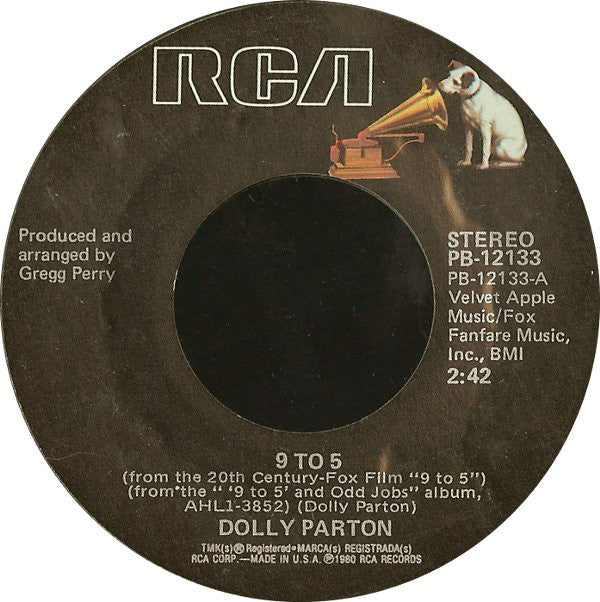 Dolly Parton : 9 To 5 (7", Single, Styrene, Ind)