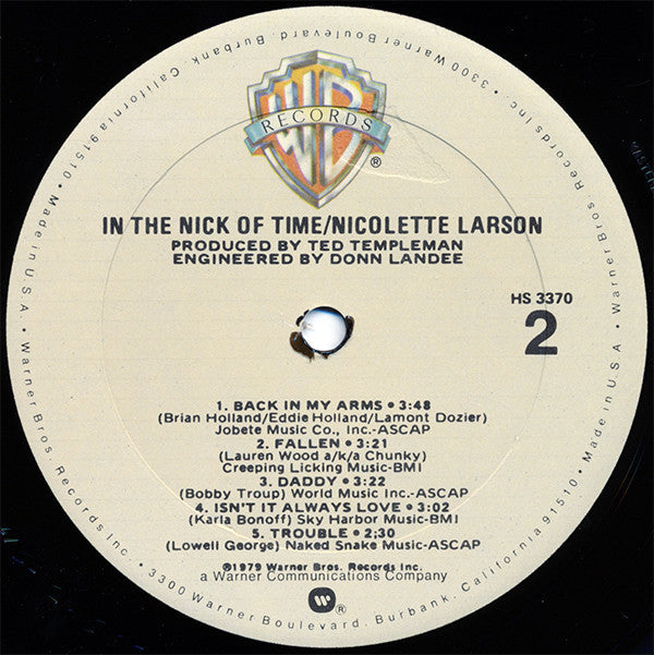 Nicolette Larson : In The Nick Of Time (LP, Album, Win)