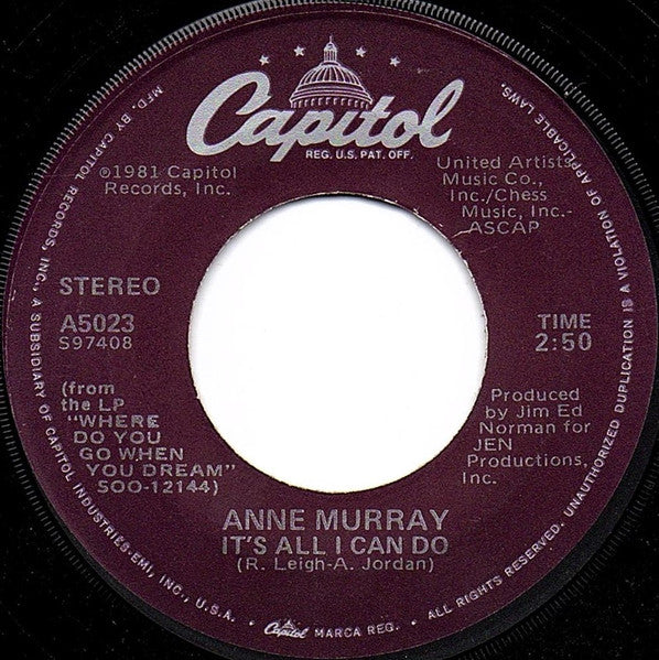 Anne Murray : It's All I Can Do (7", Single, Jac)