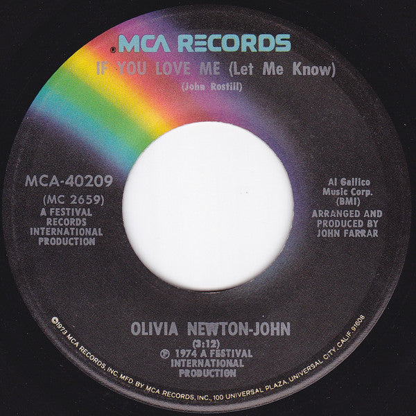 Olivia Newton-John : If You Love Me (Let Me Know) (7", Single, Glo)
