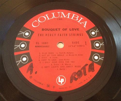 The Percy Faith Strings : Bouquet Of Love (LP, Mono)