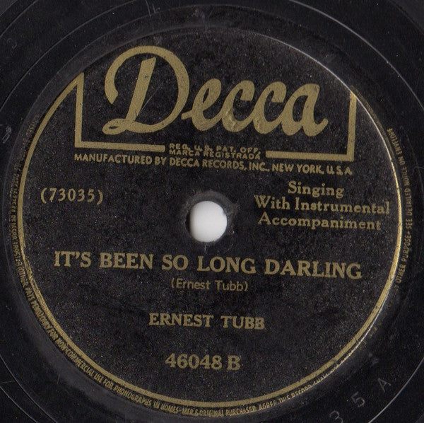 Ernest Tubb : Careless Darlin' / It's Been So Long Darling (Shellac, 10")