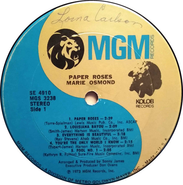 Marie Osmond : Paper Roses (LP, Album, Ter)