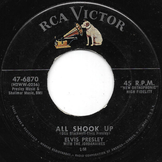 Elvis Presley With The Jordanaires : All Shook Up / That's When Your Heartaches Begin (7")