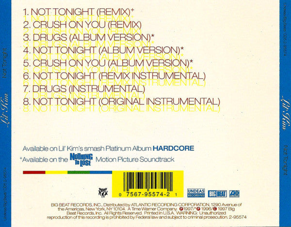 Lil' Kim Featuring Da Brat, Left Eye*, Missy “Misdemeanor” Elliott* & Angie Martinez : Not Tonight (CD, Maxi)