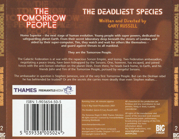 The Tomorrow People (4) : The Deadliest Species (CD)