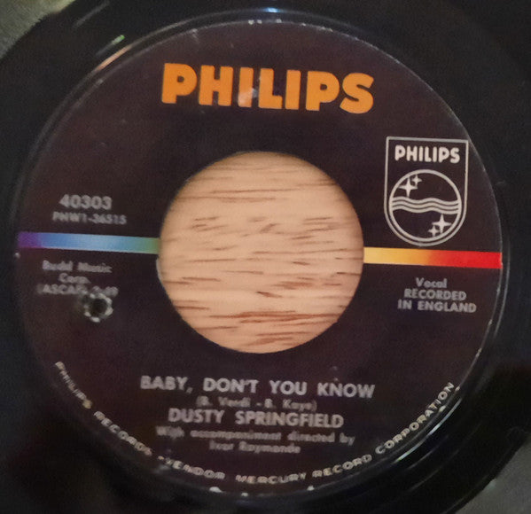 Dusty Springfield : In The Middle Of Nowhere (7", Single, Styrene)