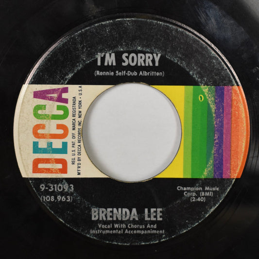 Brenda Lee : I'm Sorry (7", Single, Pin)