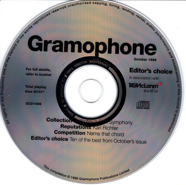 Various : Gramophone Editor's Choice - October 1999 (CD, Comp)